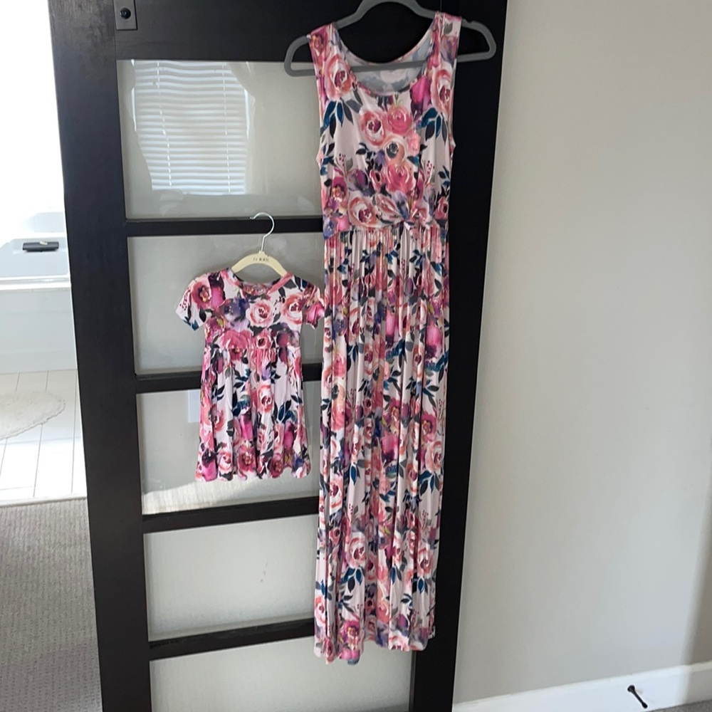 Latched mama nursing dress and matching baby dress